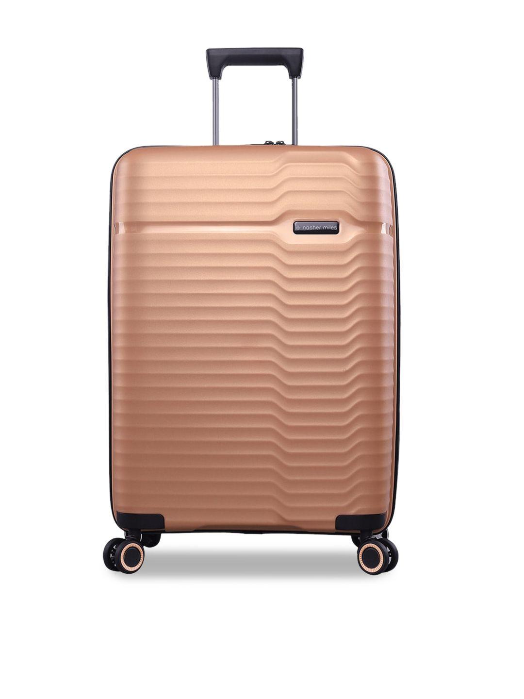 nasher miles gold toned hard-sided check-in luggage trolley bag