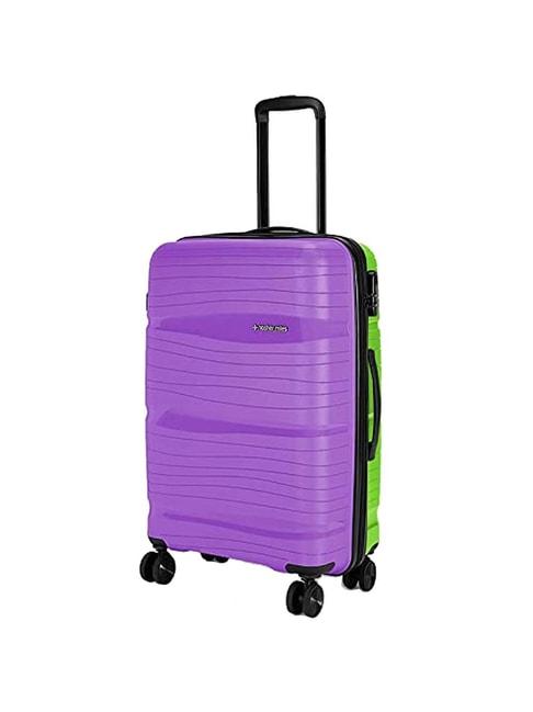 nasher miles nicobar hard-sided polypropylene check-in purple and green 24 inch |65cm trolley bag