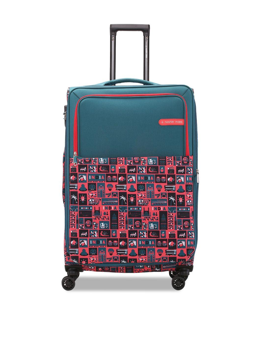 nasher miles printed soft-sided large trolley suitcase