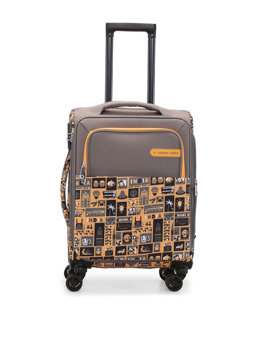 nasher miles printed soft-sided trolley suitcase