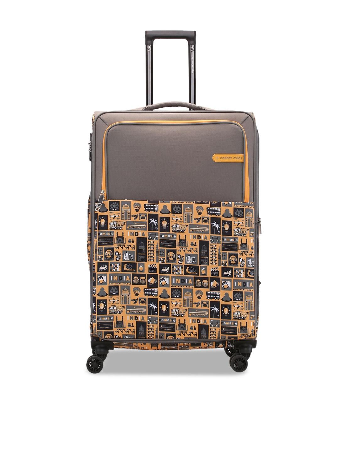 nasher miles printed soft-sided trolley suitcase
