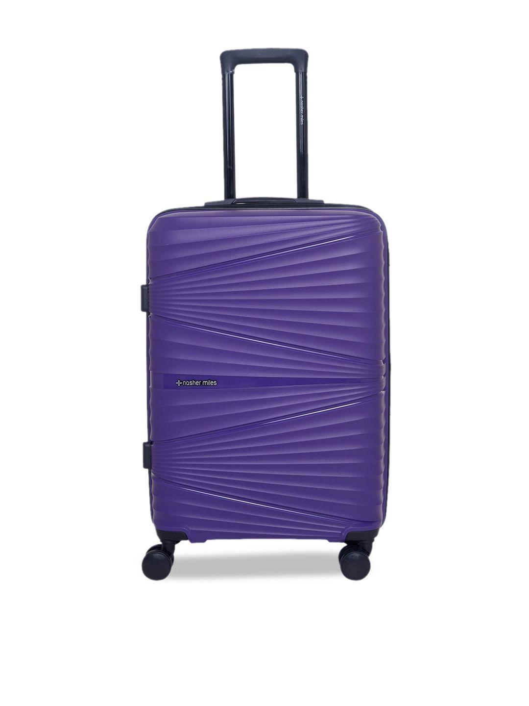 nasher miles purple textured hard-sided medium trolley bag