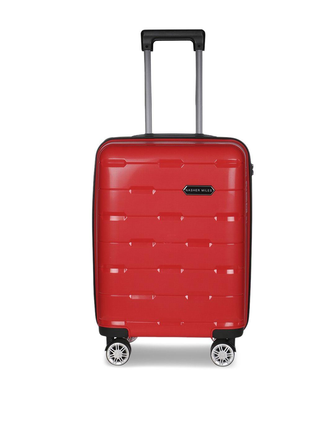 nasher miles red hard-sided cabin trolley bag