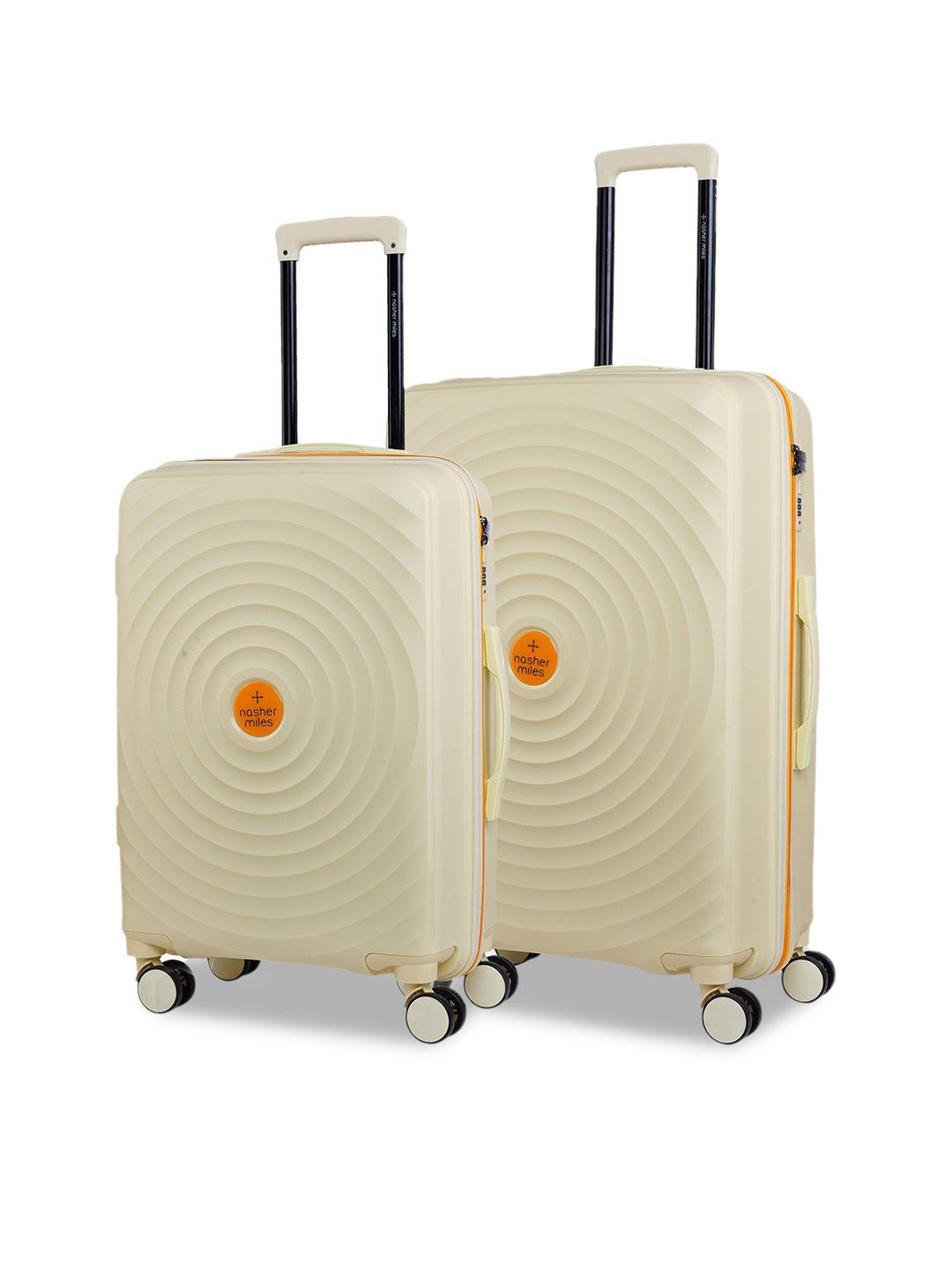 nasher miles set of 2 cream-colored textured hard-sided trolley bags