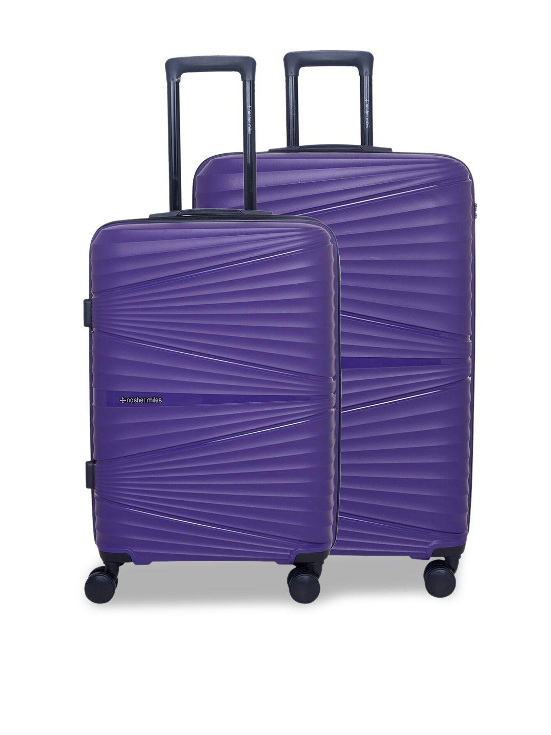 nasher miles set of 2 purple textured trolley bags
