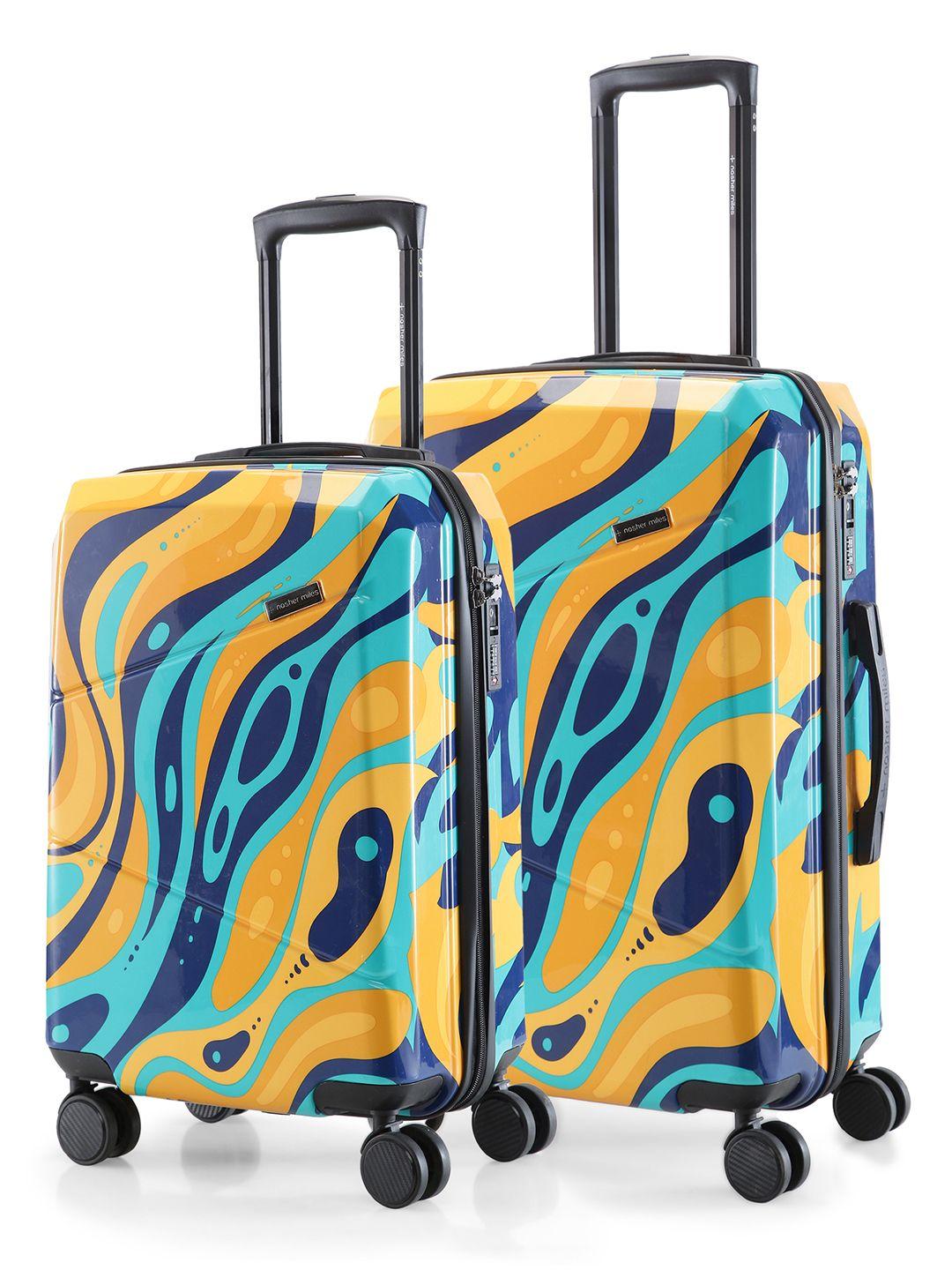 nasher miles set of 2 yellow & blue hard-sided polycarbonate luggage