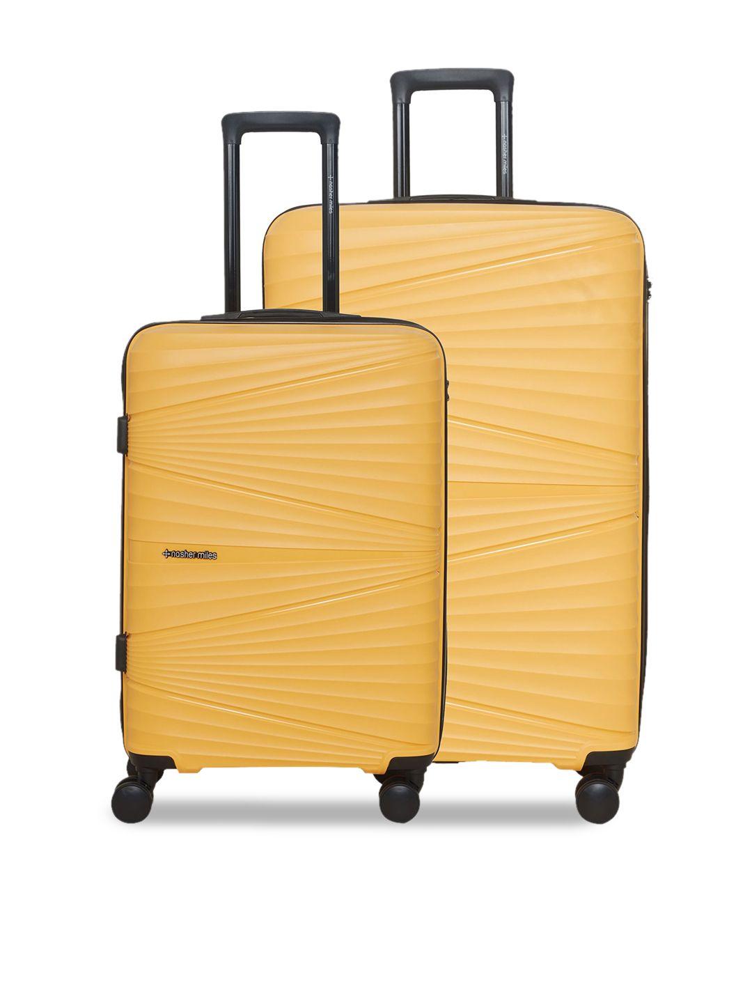 nasher miles set of 2 yellow solid hard-sided trolley bags