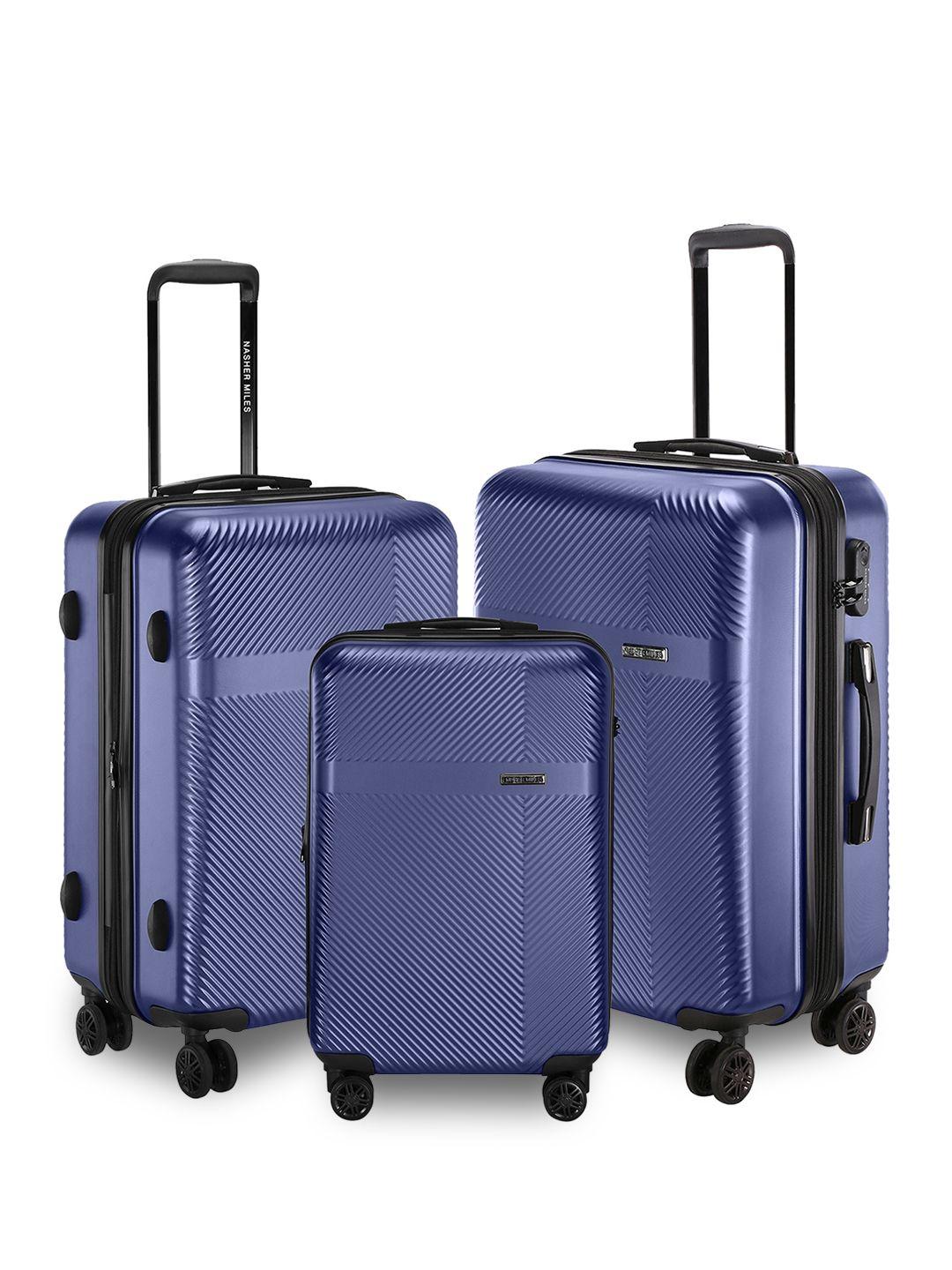 nasher miles set of 3 fifth avenue hard-sided trolley bags- 55cm ,65cm & 75cm