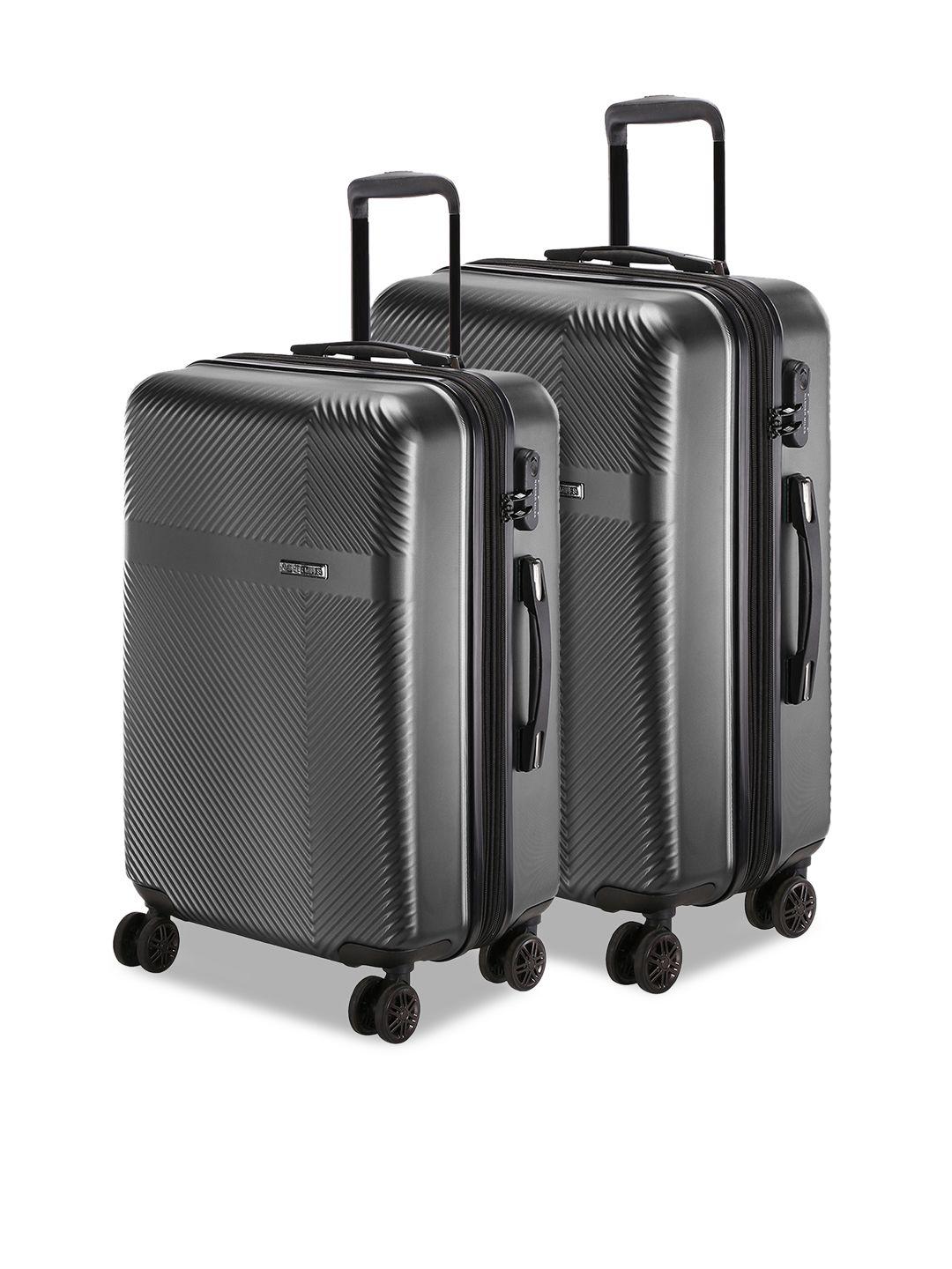 nasher miles unisex black set of 2 cabin trolley suitcases