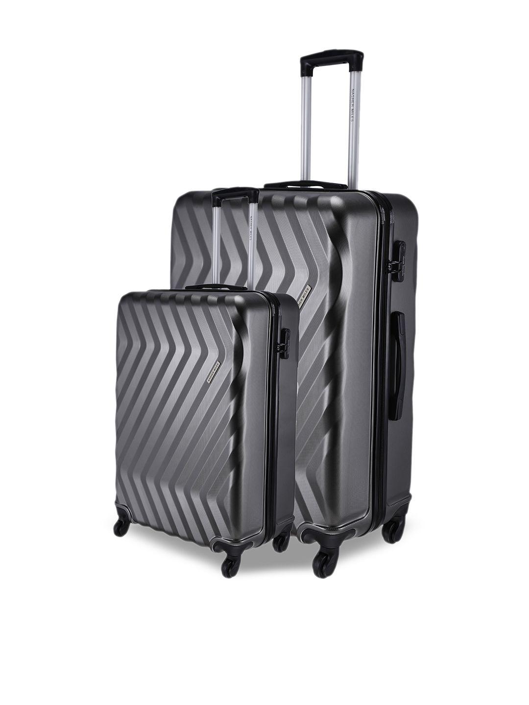 nasher miles unisex lombard set of 2 grey number lock trolley suitcases