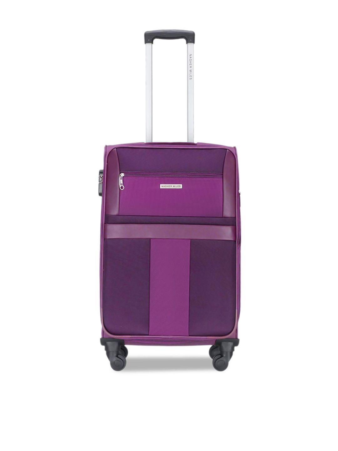 nasher miles unisex purple solid water resistant medium trolley bag