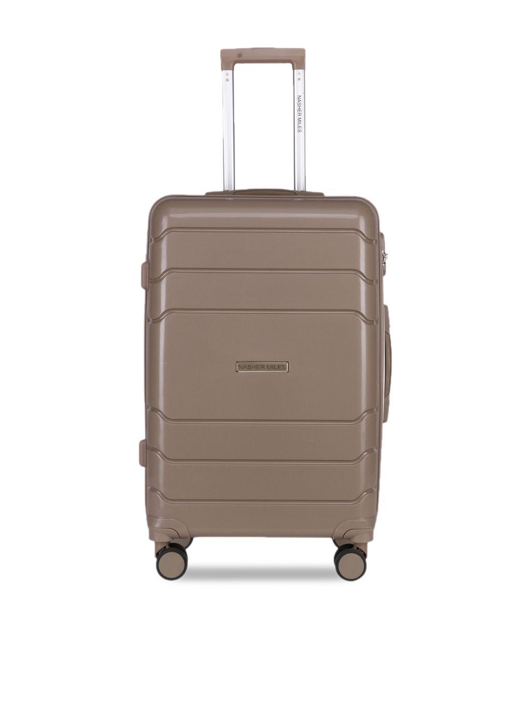 nasher miles unisex taupe solid hard-sided trolley