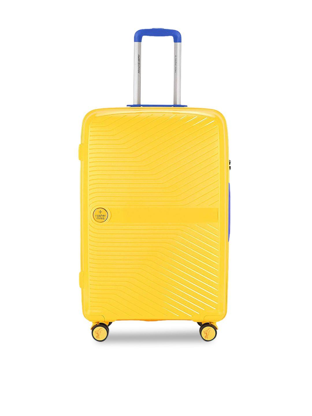 nasher miles yellow solid hard-sided large trolley suitcase