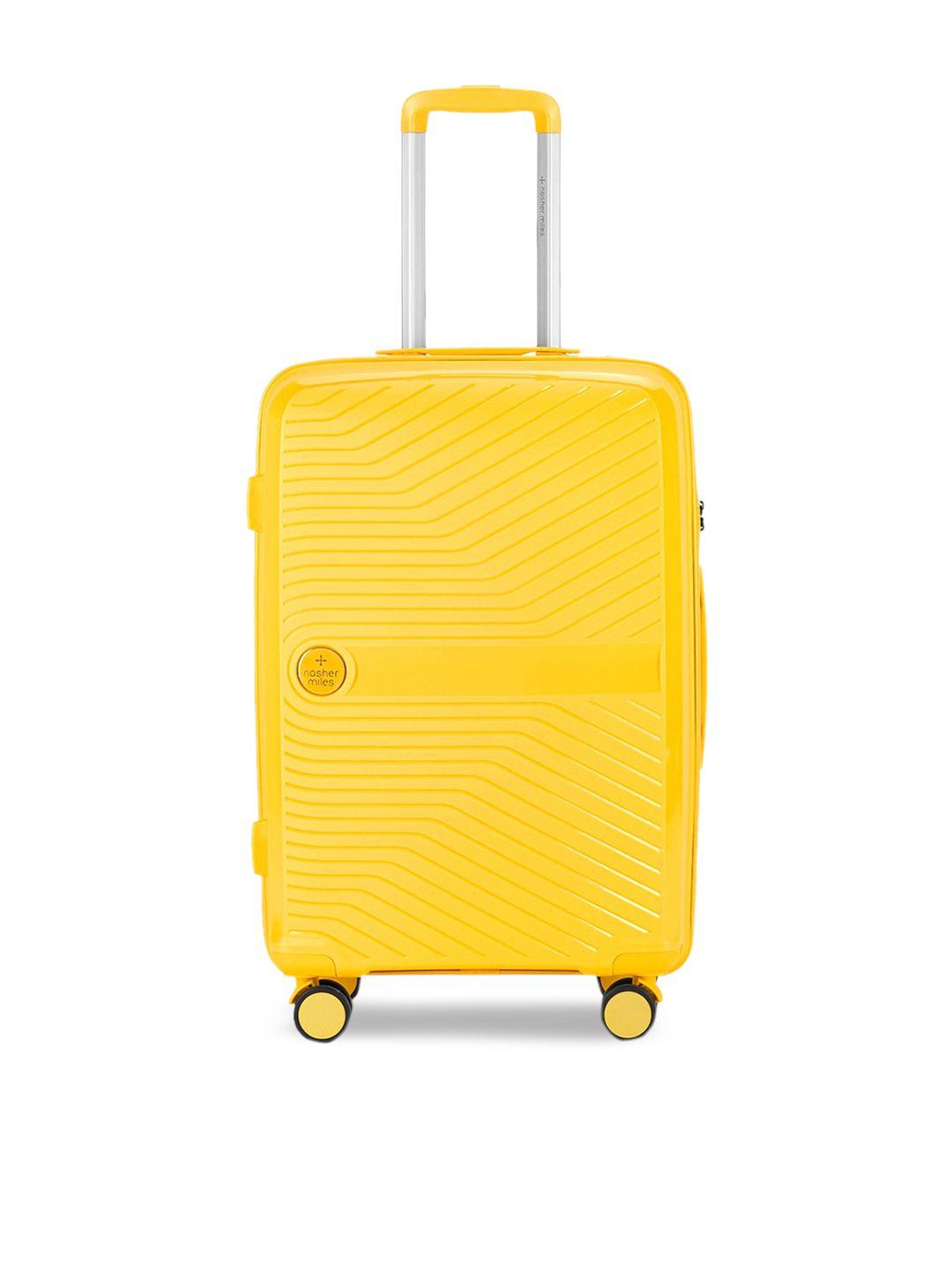nasher miles yellow solid hard-sided trolley suitcase