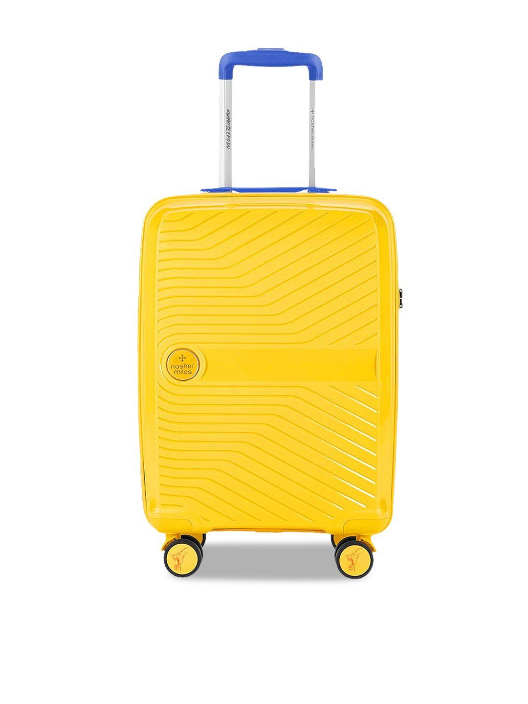 nasher miles yellow textured hard-sided cabin trolley bag