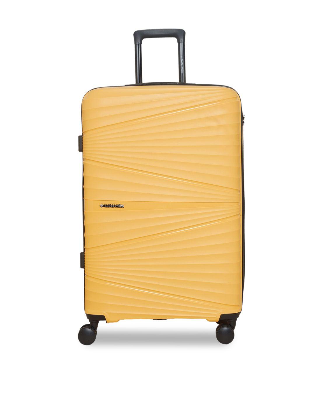 nasher miles yellow textured large trolley bag