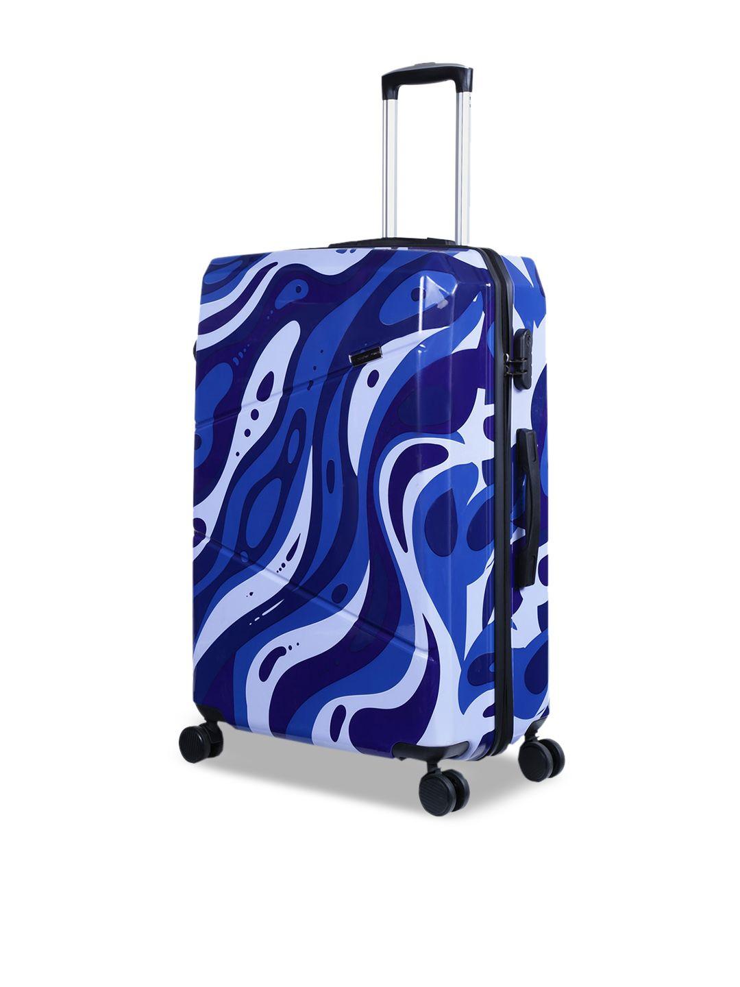 nasher miles blue printed hard-sided trolley bags