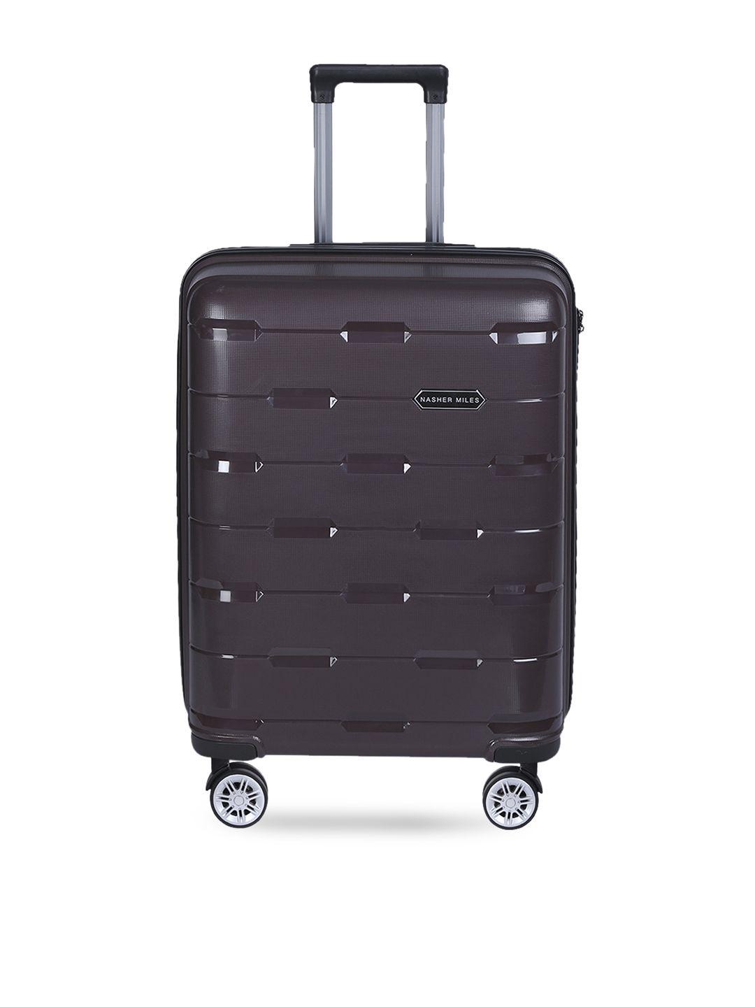 nasher miles brown hard-sided cabin trolley bag
