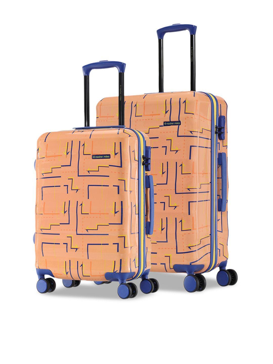 nasher miles denver set of 2 printed hard sided trolley suitcases
