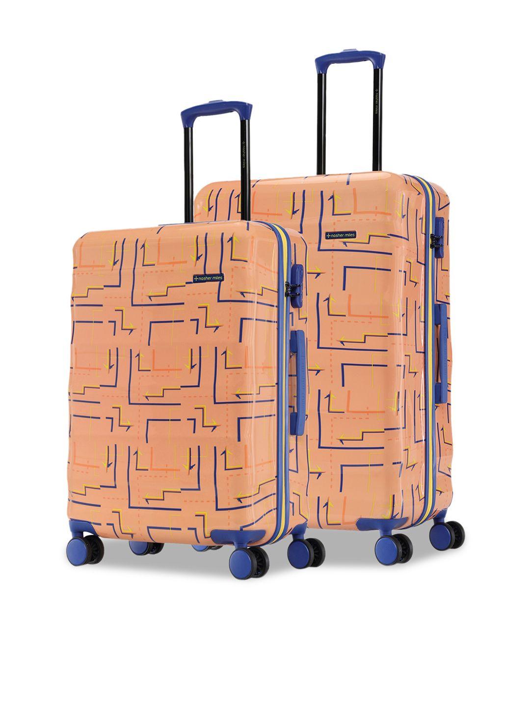 nasher miles denver set of 2 printed hard-sided trolley suitcases