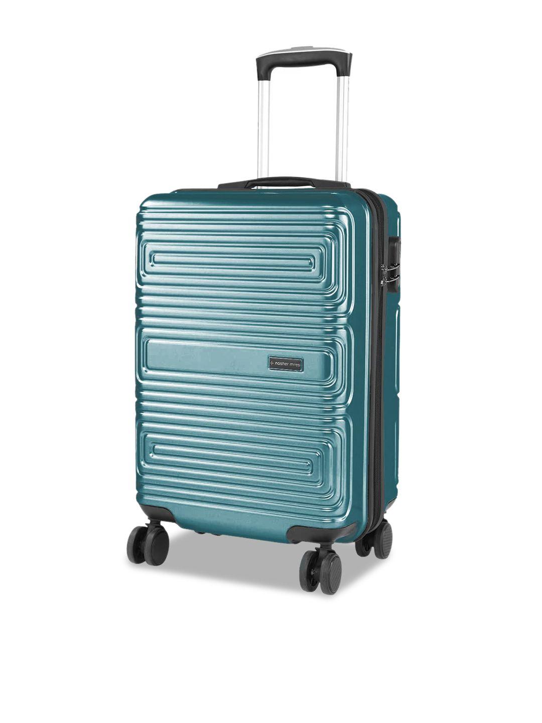nasher miles green textured 55cm hardsided trolley bag
