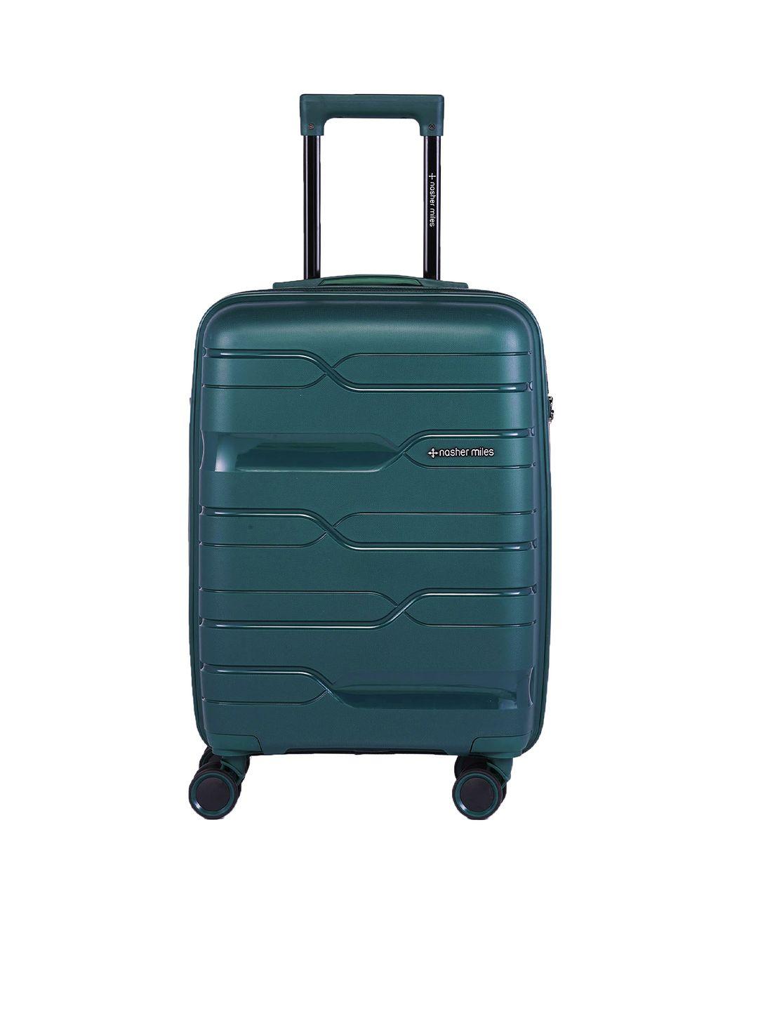 nasher miles green textured hard-sided cabin trolley suitcase