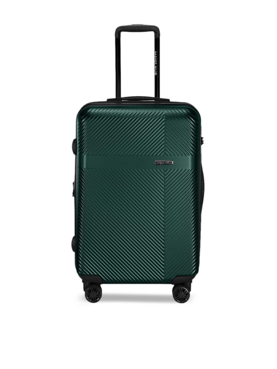 nasher miles green textured hard-sided large trolley bag