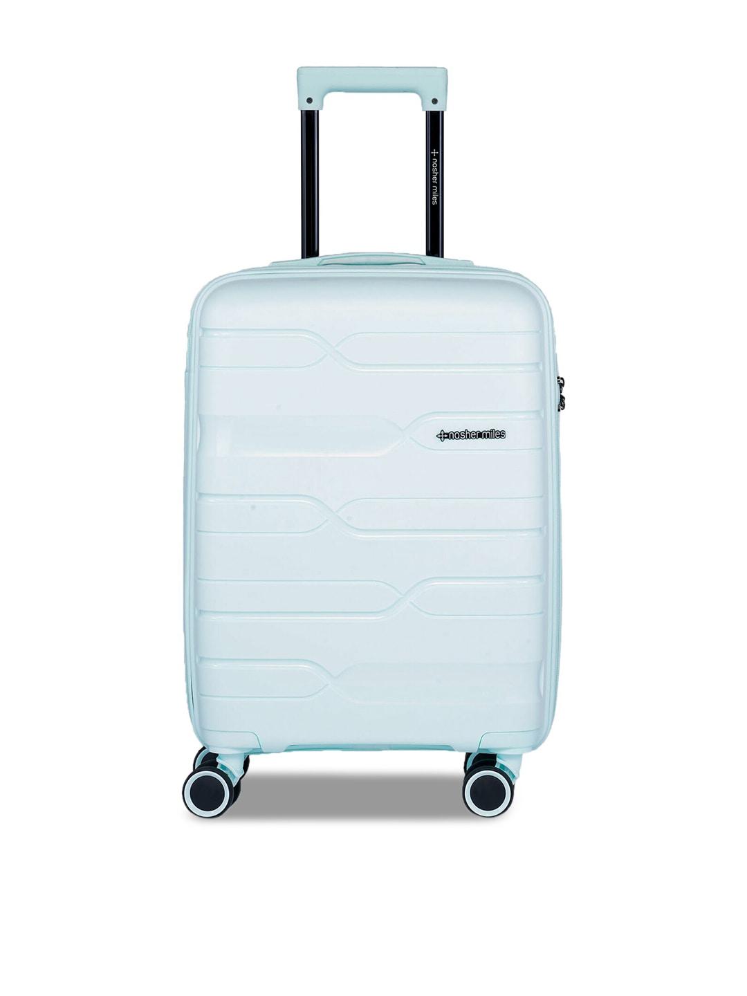 nasher miles green textured hard-sided large trolley suitcase