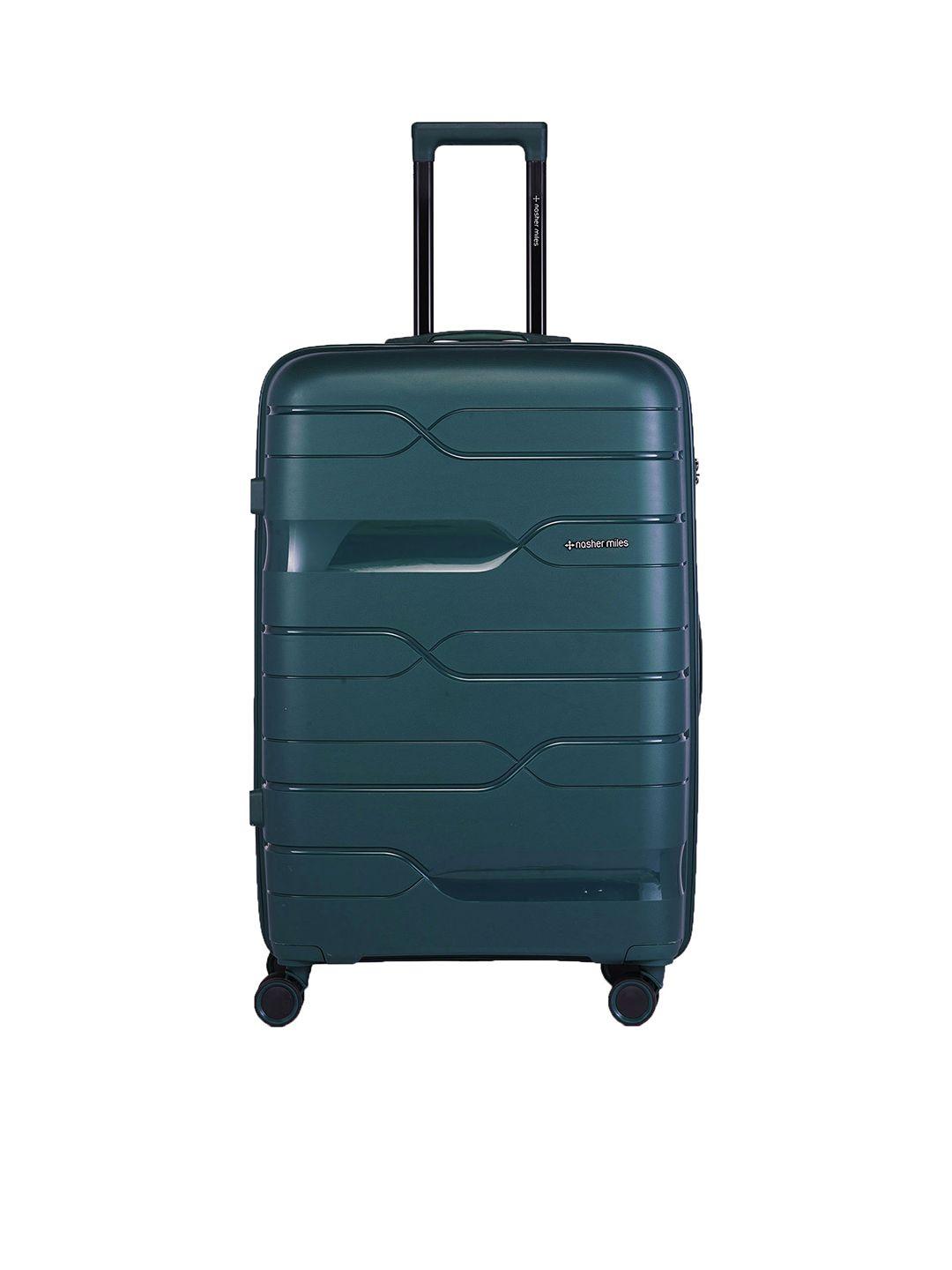 nasher miles green textured hard-sided large trolley suitcase