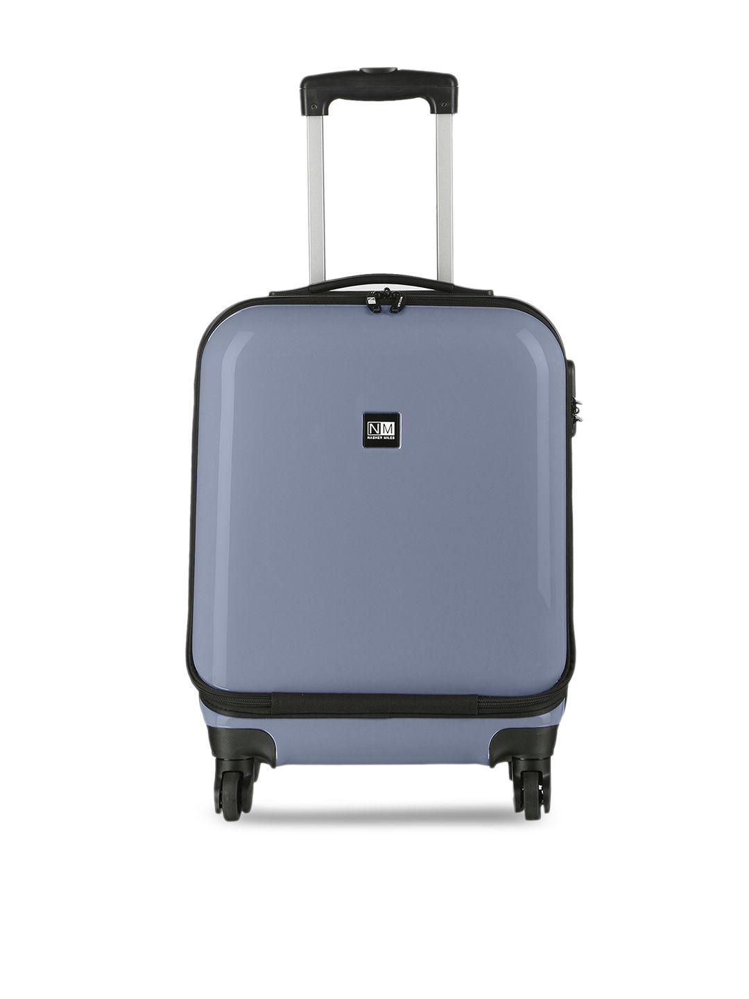 nasher miles grey solid cabin trolley bag