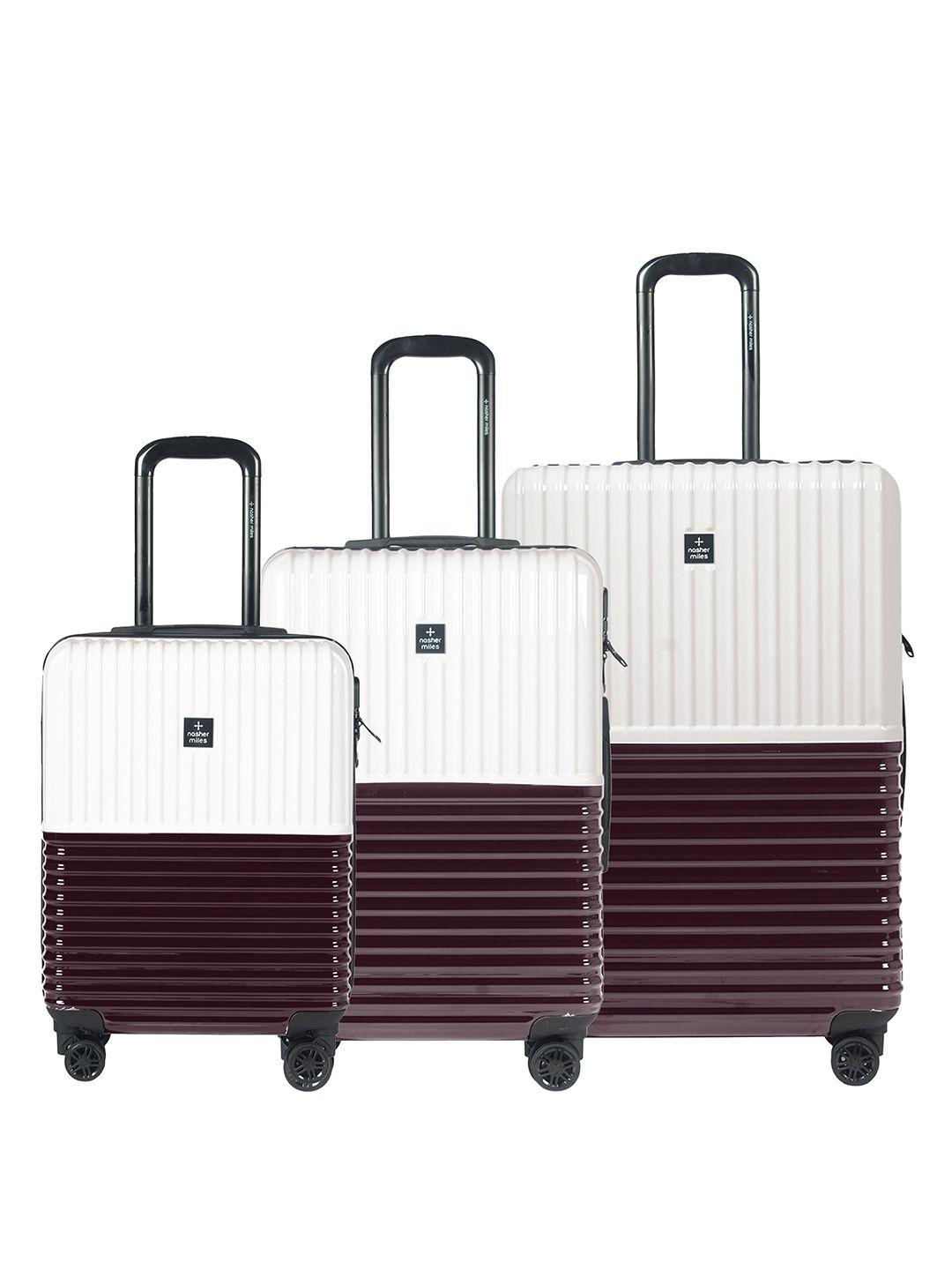 nasher miles istanbul set of 3 colourblocked hard-sided trolley suitcase