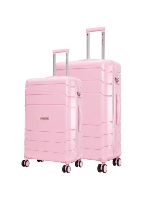nasher miles lisbon hard sided polypropyelene luggage set of 2 rose pink trolley bags (65 & 75 cm)