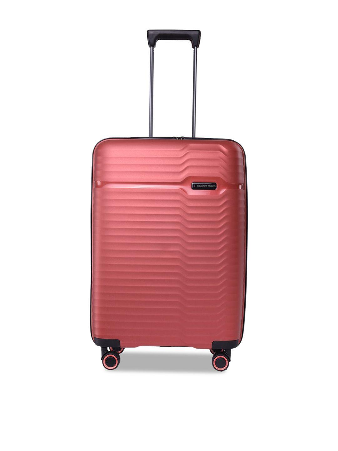 nasher miles maroon textured hard-sided medium trolley suitcase