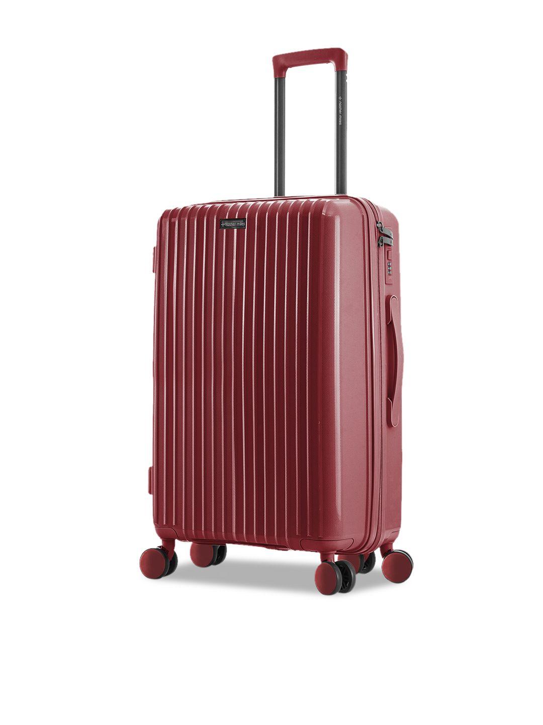 nasher miles maroon textured hard-sided medium trolley suitcase