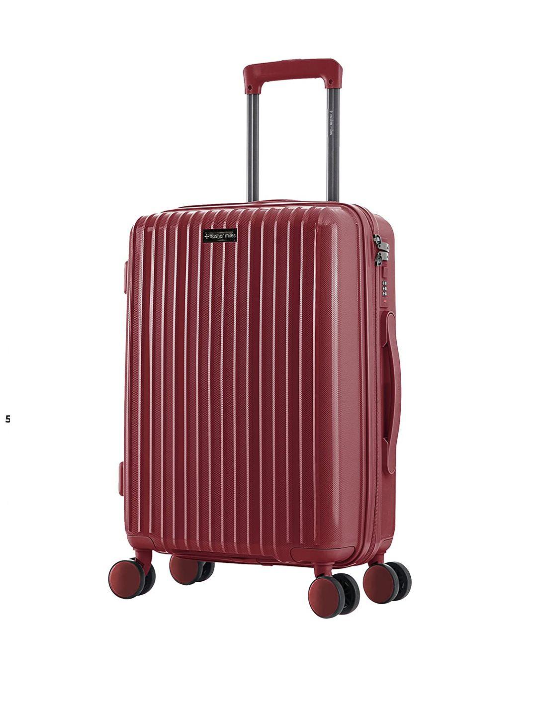 nasher miles maroon textured trolley bag