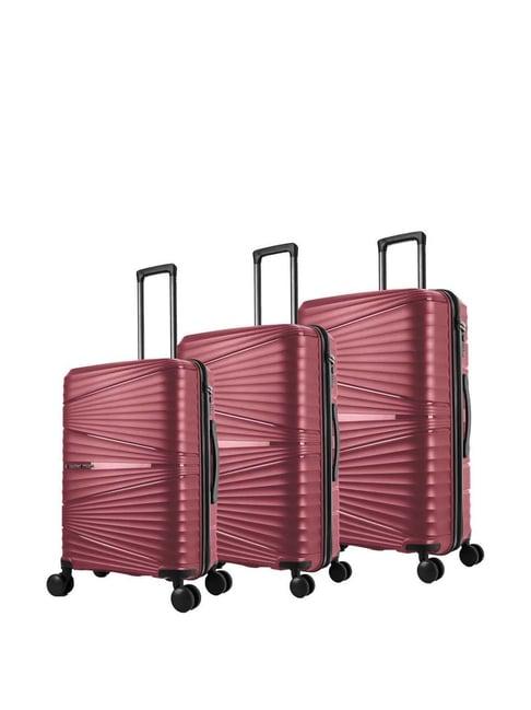 nasher miles mumbai hard-sided polypropylene luggage set of 3 maroon trolley bags (55, 65 & 75 cm)