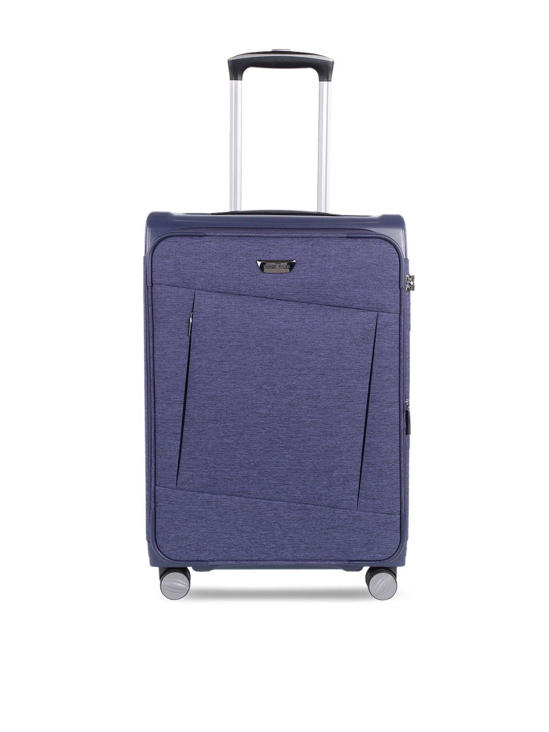 nasher miles navy blue budapest hard pp & soft melange cabin luggage bag