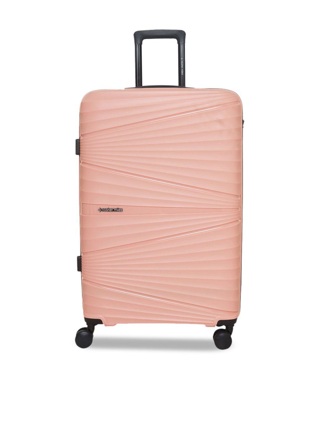 nasher miles peach-coloured solid hard-sided large trolley bag