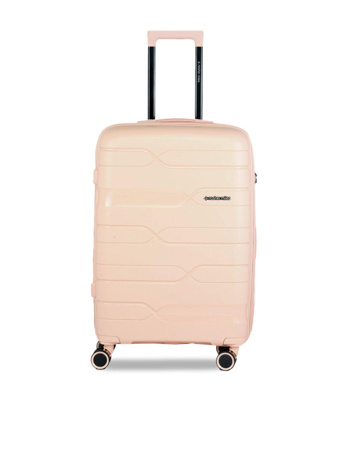 nasher miles peach-coloured textured hard-sided medium cabin trolley bag