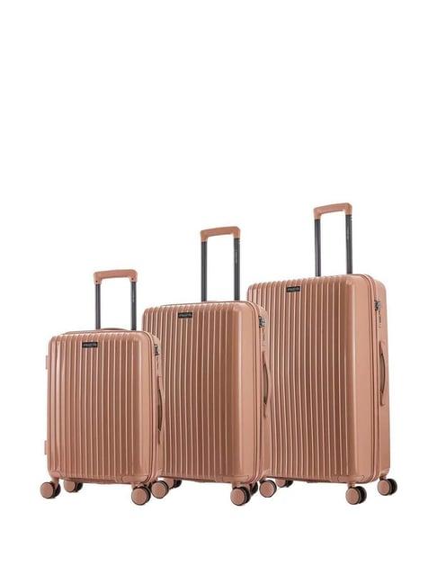 nasher miles pondicherry hard-side polypropylene luggage set of 3 rose gold trolley bags(55,65&75cm)