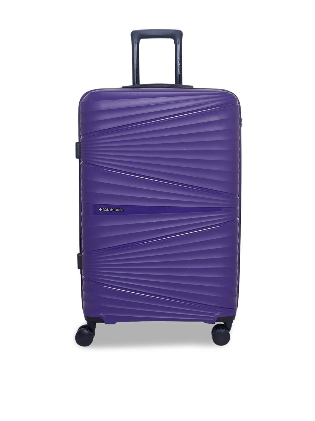 nasher miles purple solid hard-sided large trolley suitcase