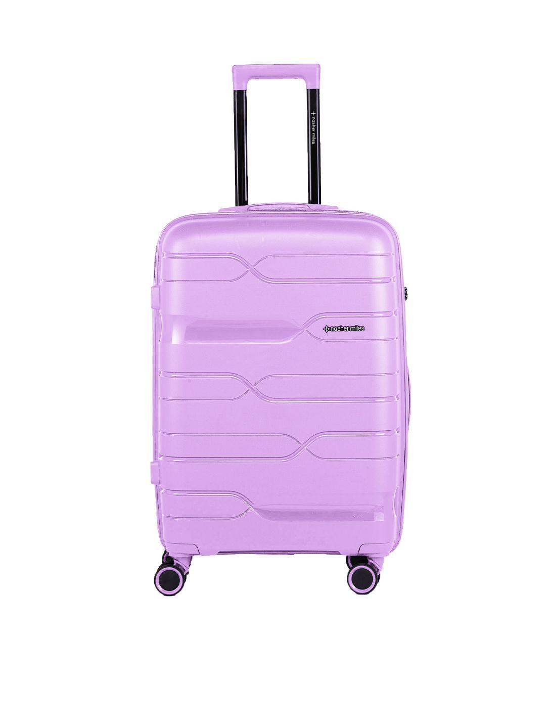 nasher miles purple solid hard-sided medium trolley suitcase