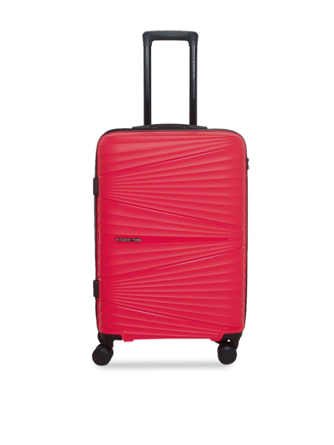 nasher miles red solid hard-sided medium trolley suitcase