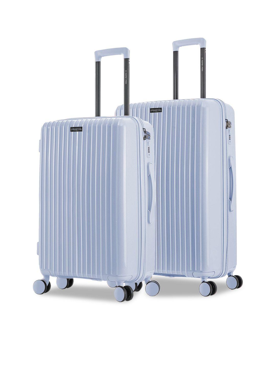 nasher miles set of 2 auroville textured hard-sided trolley bags