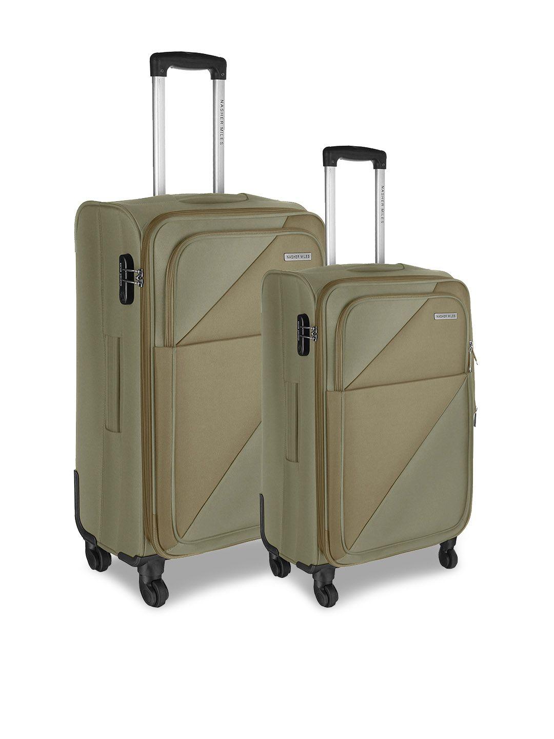 nasher miles set of 2 black solid soft sided trolley bags