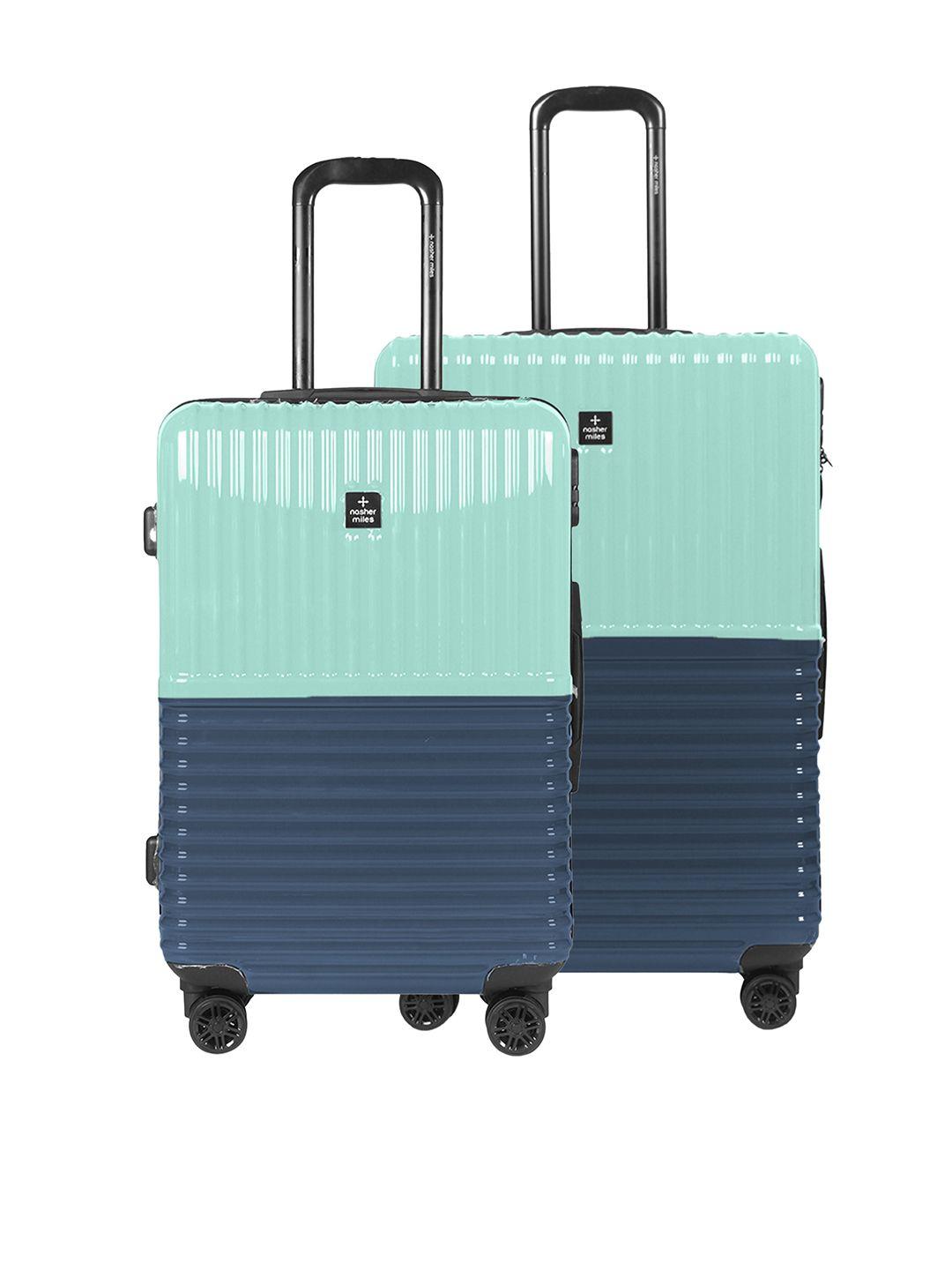 nasher miles set of 2 colourblocked hard-sided trolley suitcase