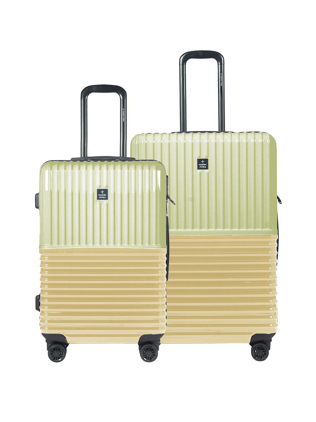 nasher miles set of 2 colourblocked number lock hard-sided trolley suitcase