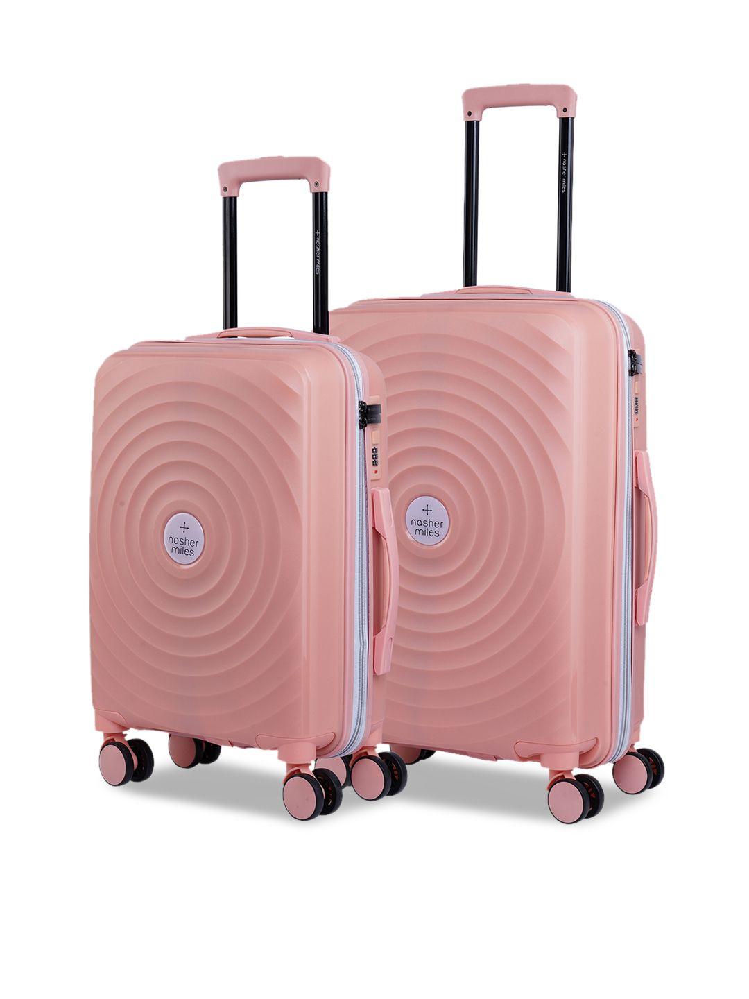 nasher miles set of 2 goa textured hard-sided trolley bags- 55 cm & 65 cm