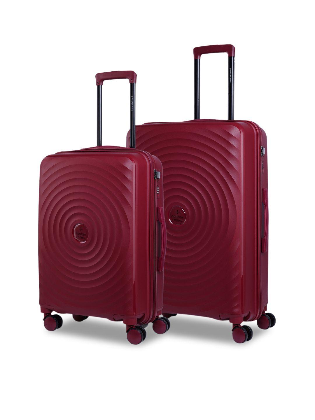 nasher miles set of 2 goa textured hard-sided trolley bags- 75 cm & 65 cm