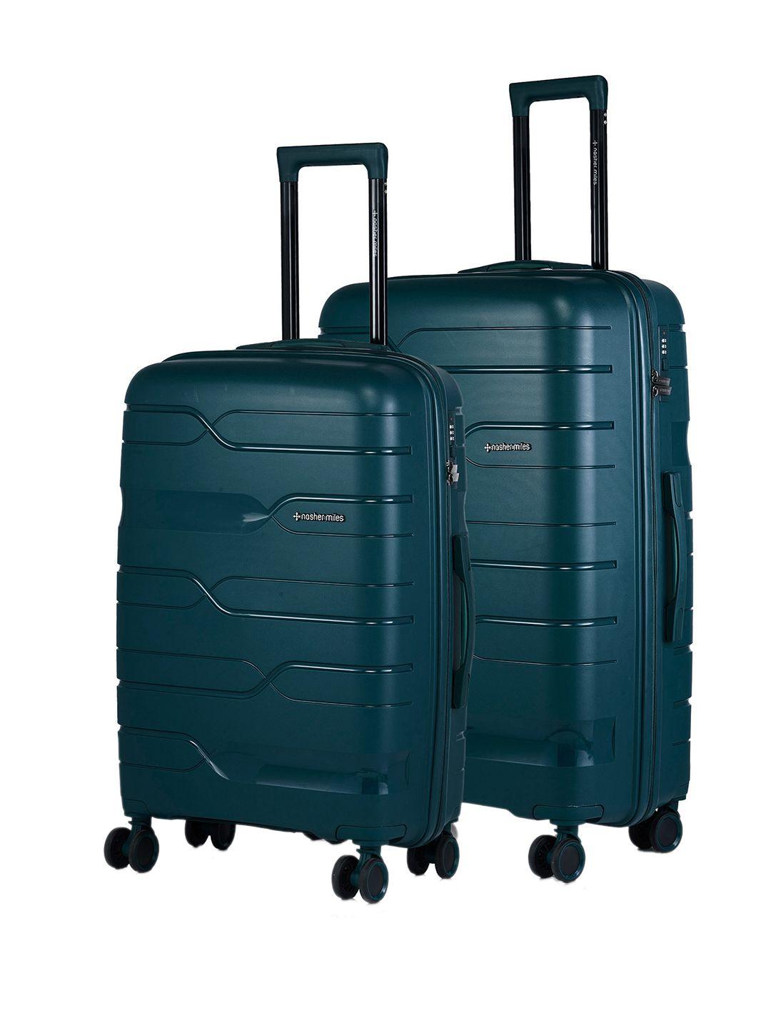 nasher miles set of 2 green hard-sided trolley bags